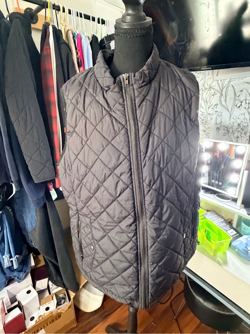 Quilted Sleeveless Vest - Black